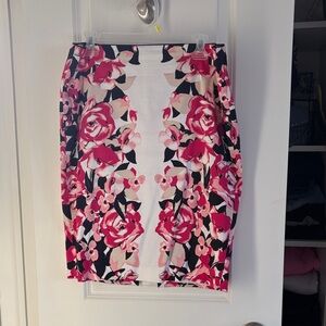 Floral Print Women's skirt White/Black